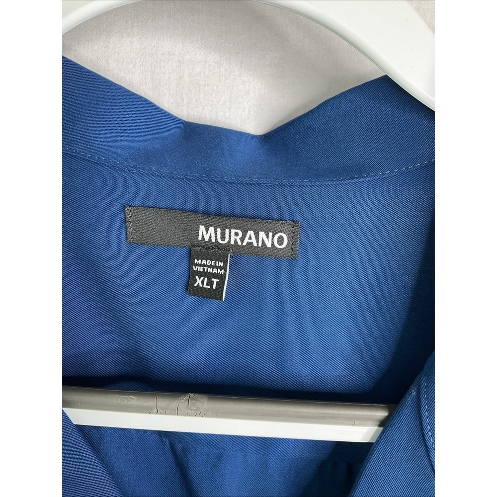 NEW Murano Performance Blue Button‎ Up Short Sleeve Shirt Pocket Casual XL Tall - Picture 4 of 8